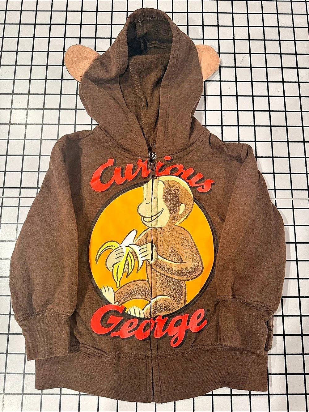 Curious George Baby 2T Brown Graphic Zip Hoodie